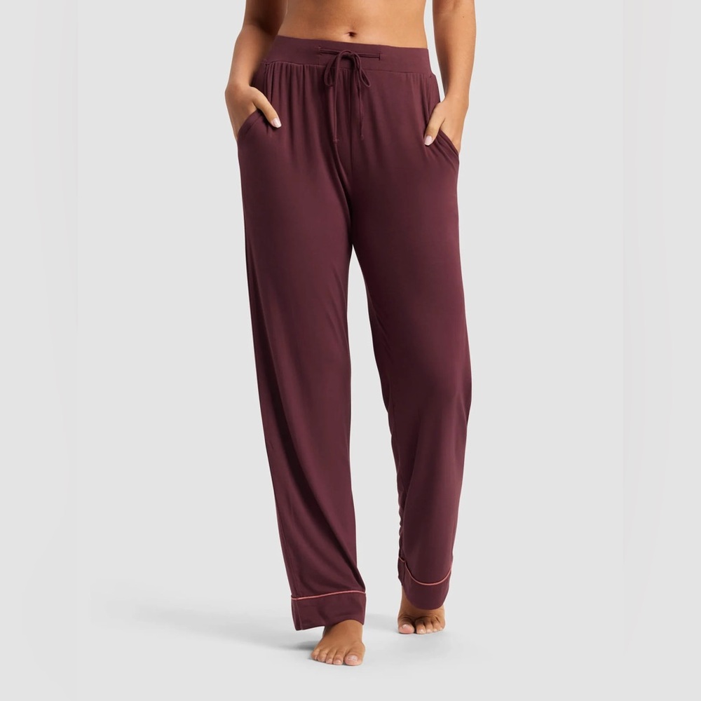 Cozy Earth Bamboo Stretch Knit Long Sleeve Set Burgundy - Picture 2 of 5